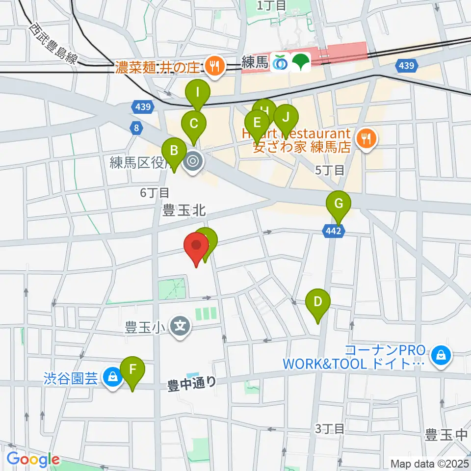 練馬区立生涯学習センター周辺のカフェ一覧地図