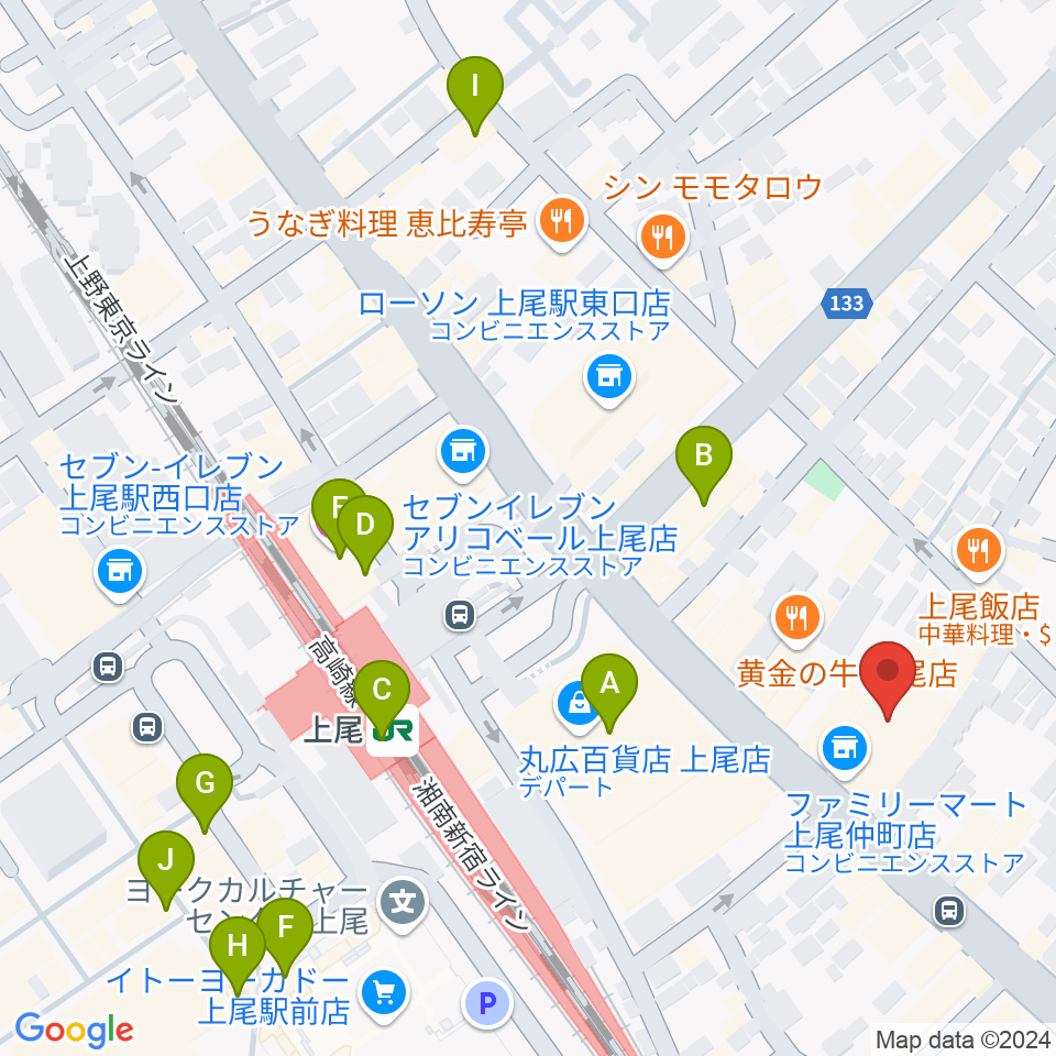 ワイワイミュージックカンパニー音楽スクール周辺のカフェ一覧地図