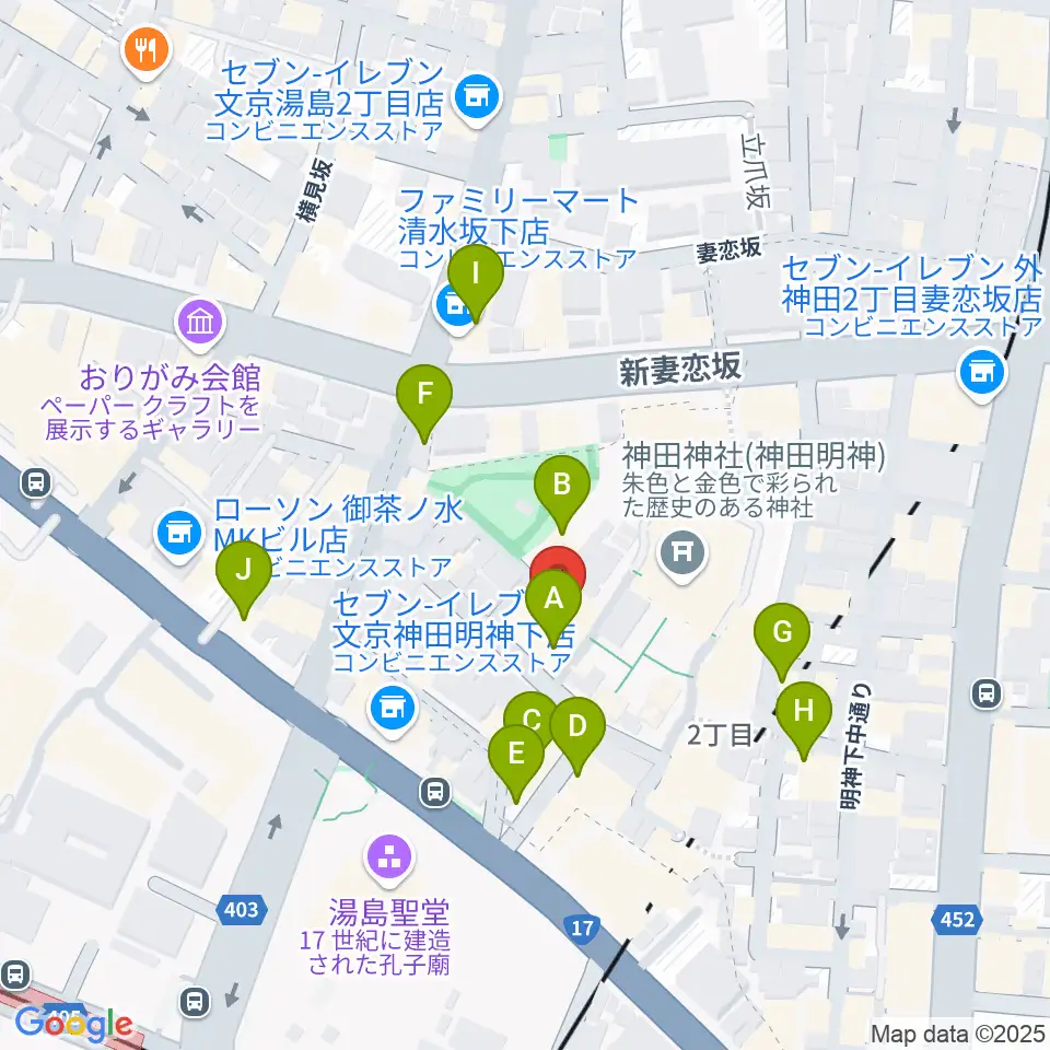 神田明神ホール周辺のカフェ一覧地図