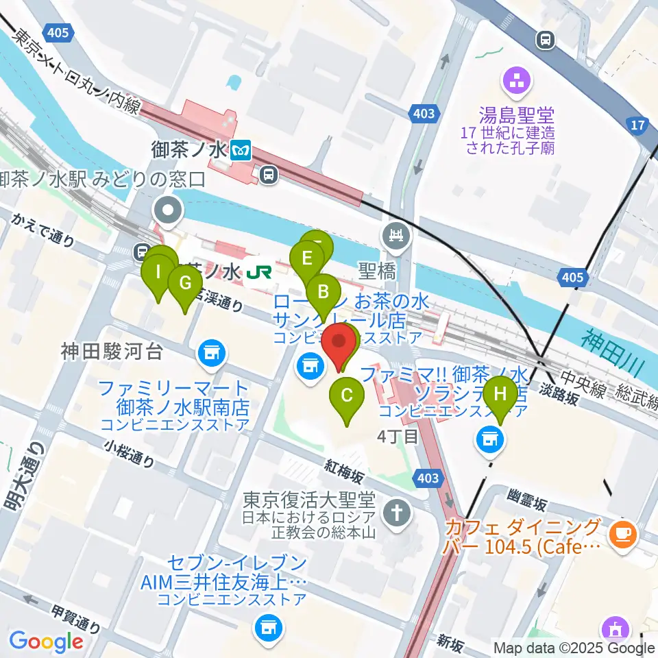 ディスクユニオンお茶の水駅前店周辺のカフェ一覧地図