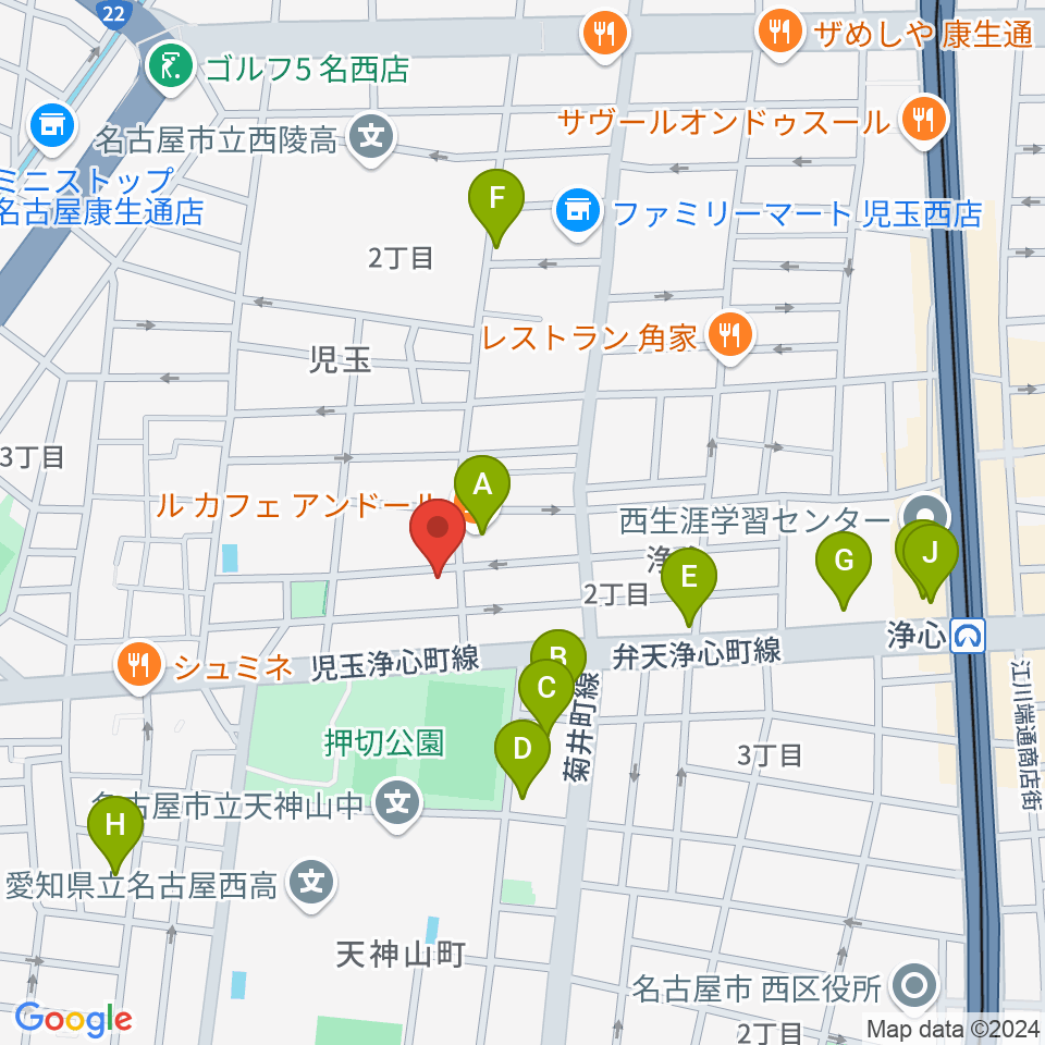 Swon Studio周辺のカフェ一覧地図