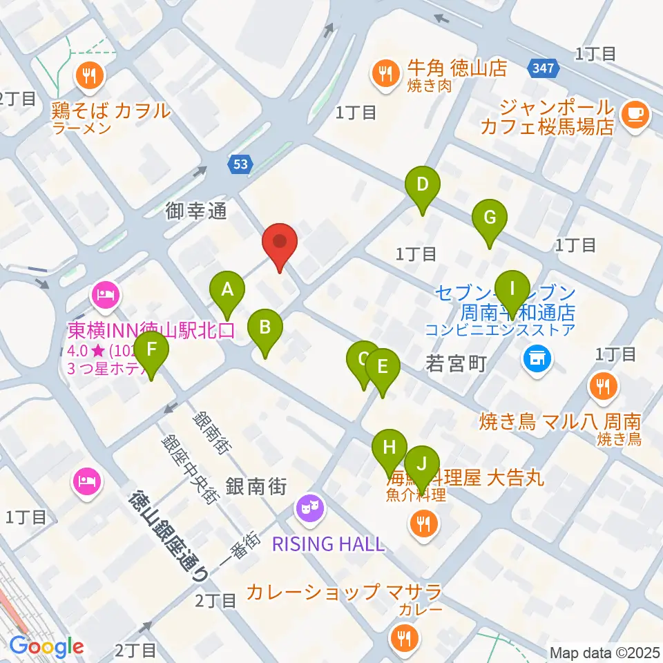 komolier NUA コモリエヌーア周辺のカフェ一覧地図