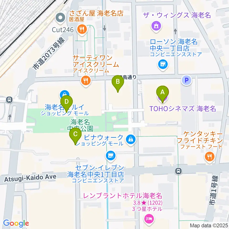 TOHOシネマズ海老名周辺のカフェ一覧地図