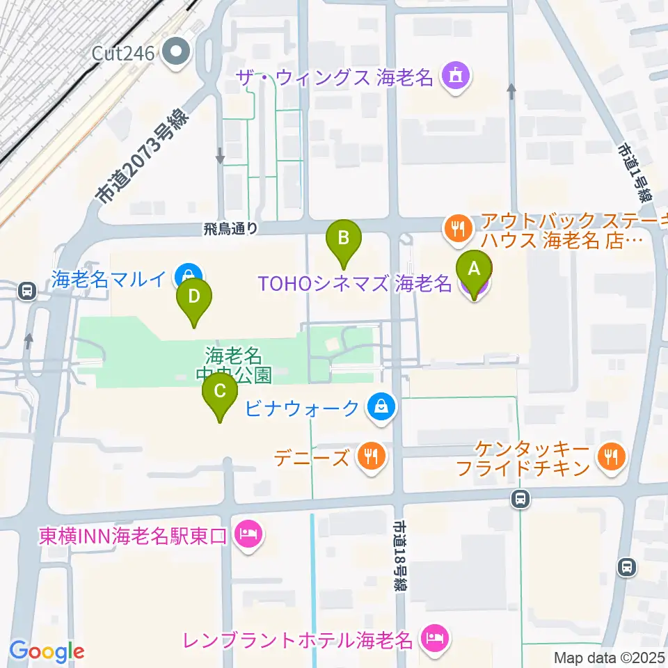 TOHOシネマズ海老名周辺のカフェ一覧地図