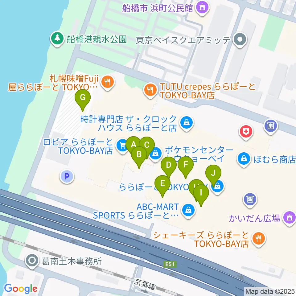 TOHOシネマズららぽーと船橋周辺のカフェ一覧地図