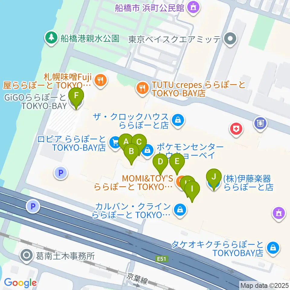 TOHOシネマズららぽーと船橋周辺のカフェ一覧地図
