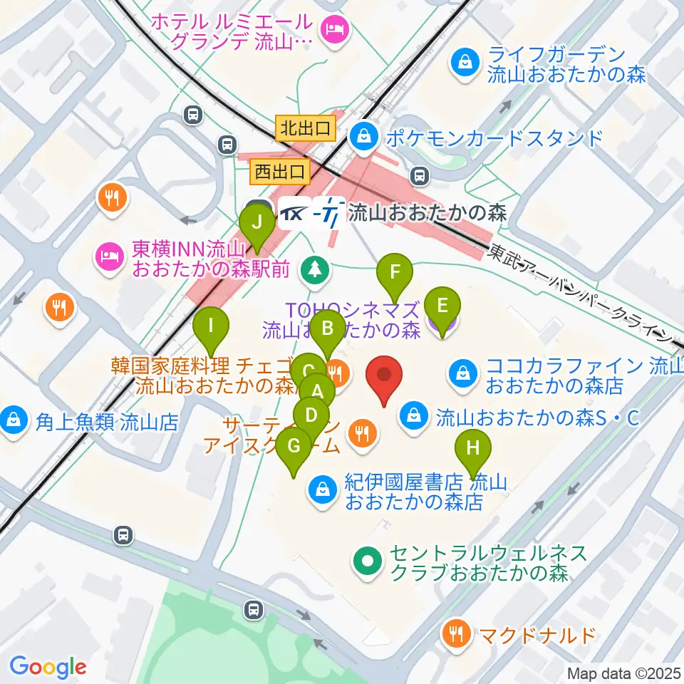 TOHOシネマズ流山おおたかの森周辺のカフェ一覧地図