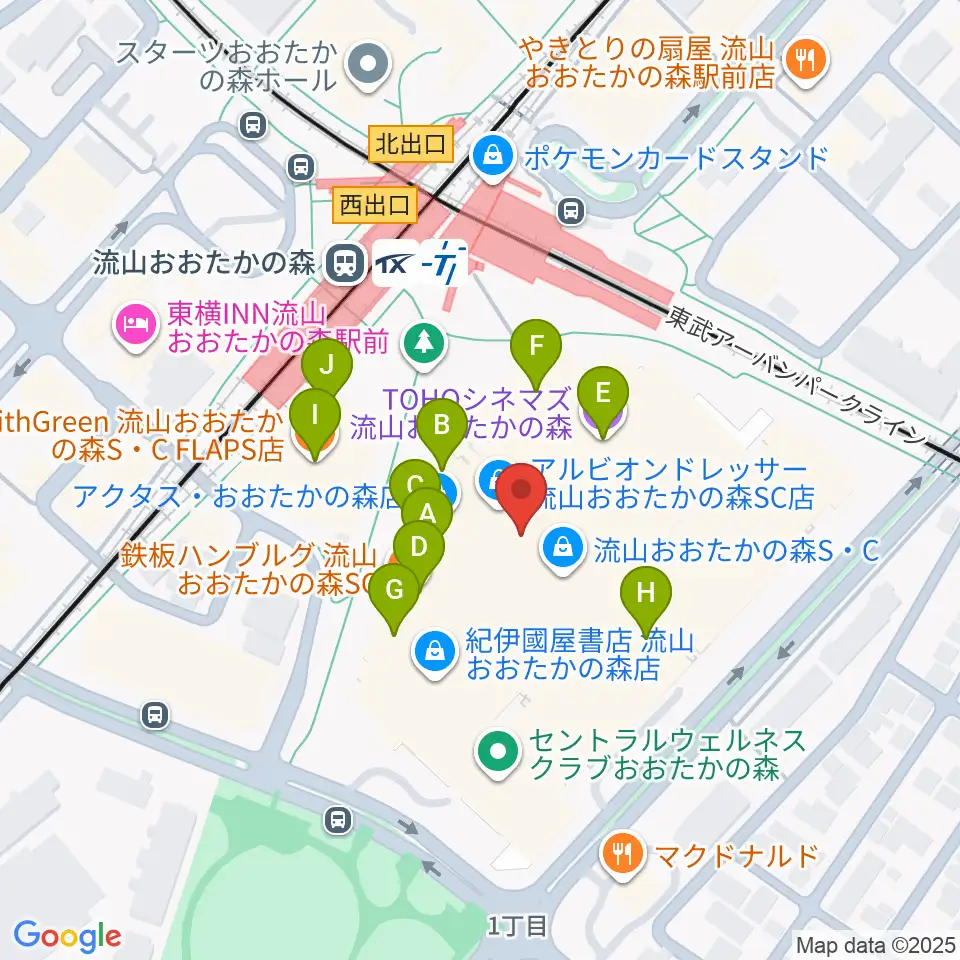 TOHOシネマズ流山おおたかの森周辺のカフェ一覧地図