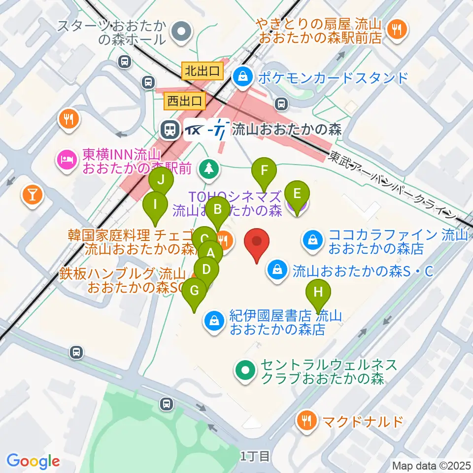 TOHOシネマズ流山おおたかの森周辺のカフェ一覧地図