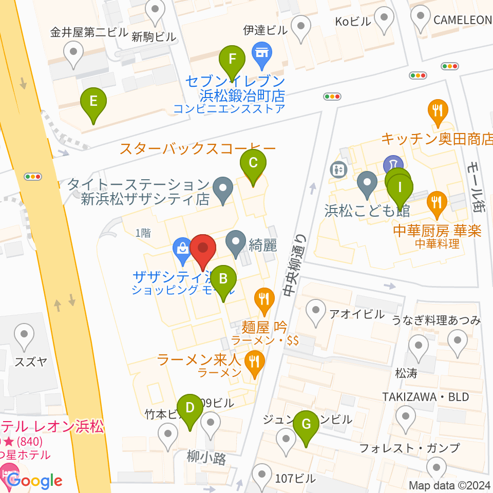 TOHOシネマズ浜松周辺のカフェ一覧地図
