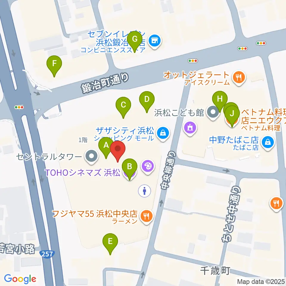 TOHOシネマズ浜松周辺のカフェ一覧地図