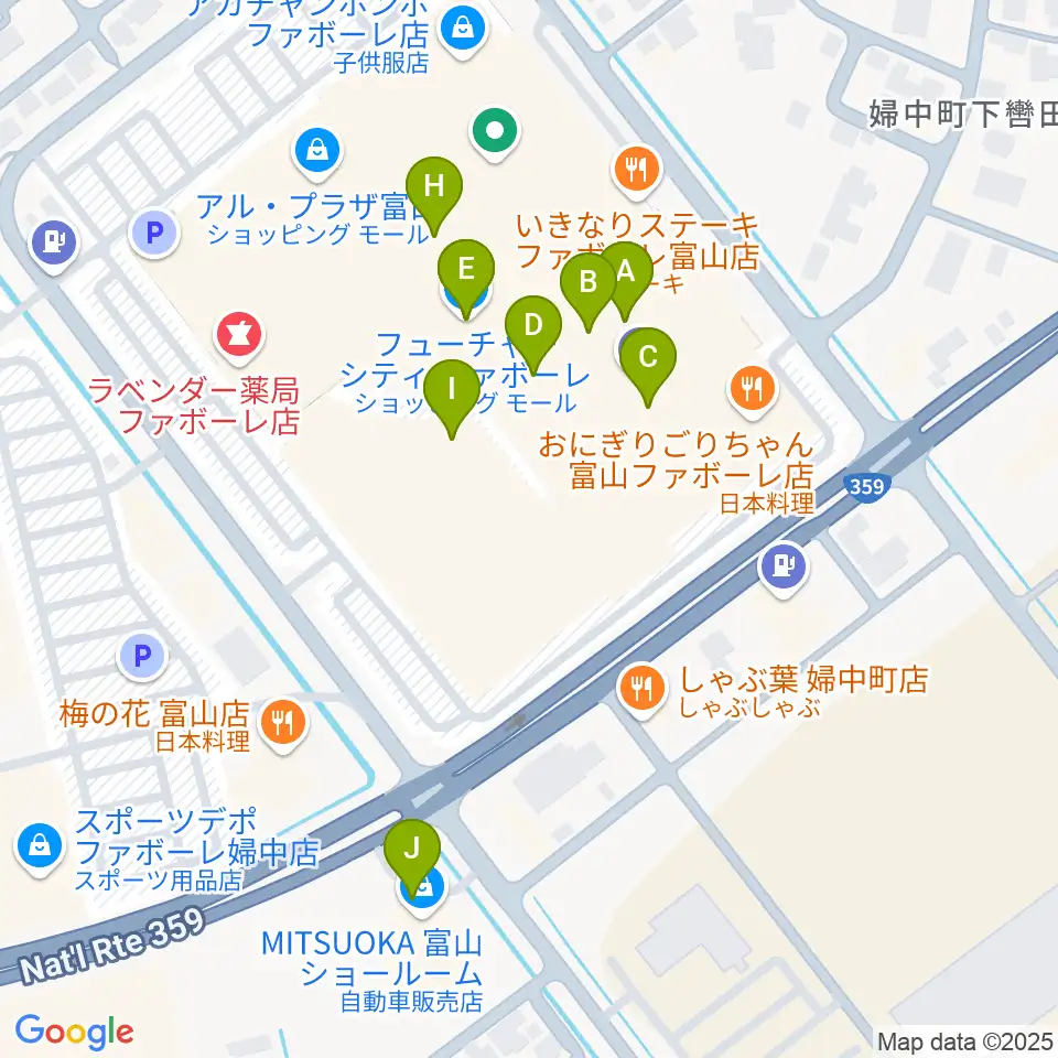 TOHOシネマズ ファボーレ富山周辺のカフェ一覧地図