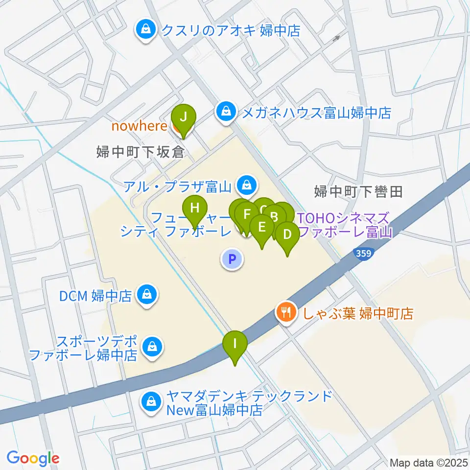 TOHOシネマズ ファボーレ富山周辺のカフェ一覧地図