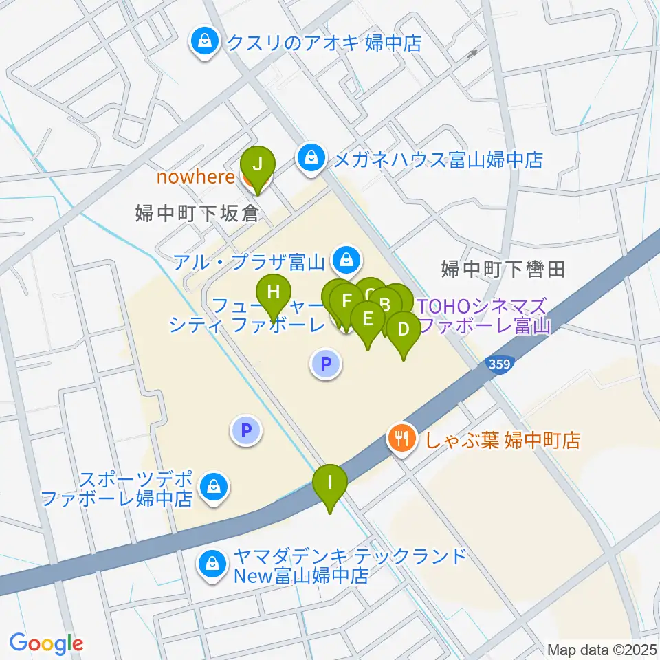 TOHOシネマズ ファボーレ富山周辺のカフェ一覧地図