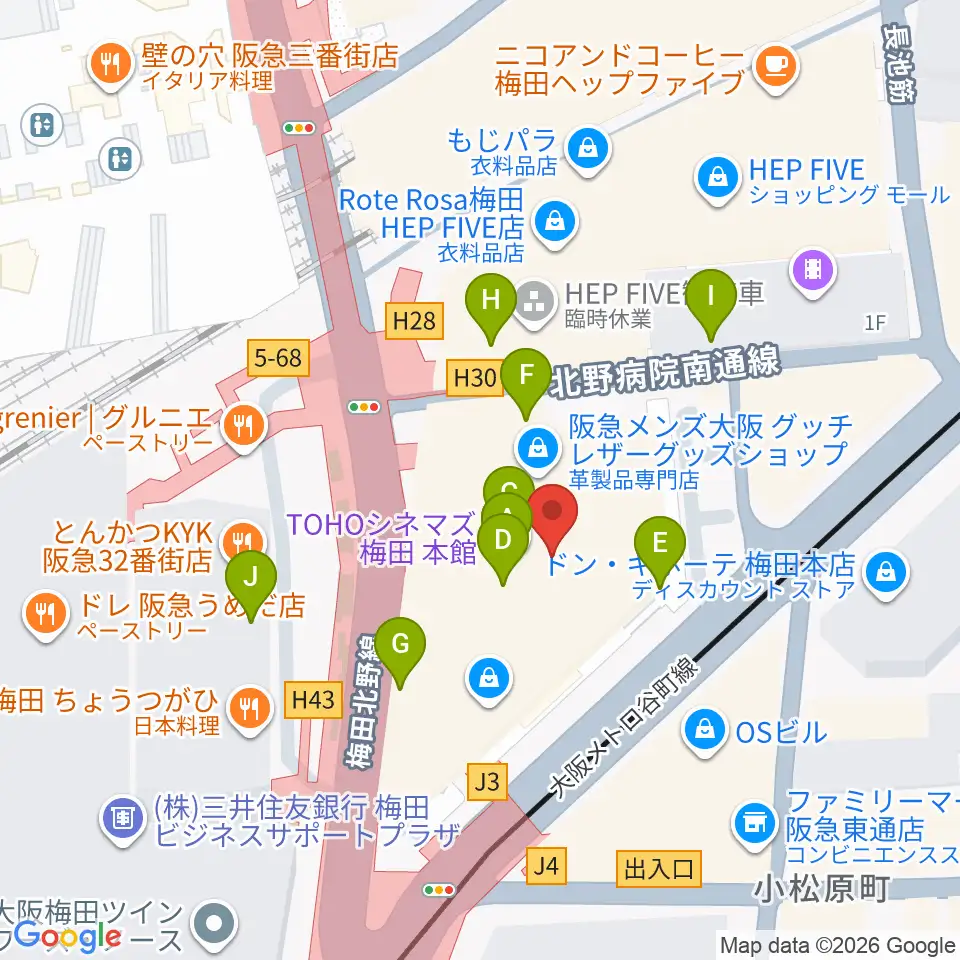 Tohoシネマズ梅田 周辺のカフェ一覧マップ