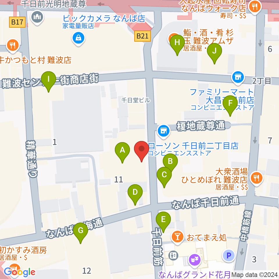 TOHOシネマズなんば別館周辺のカフェ一覧地図