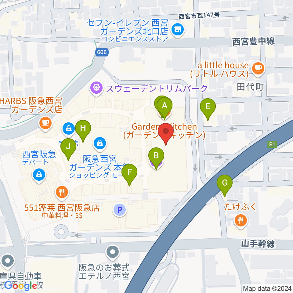 TOHOシネマズ西宮OS周辺のカフェ一覧地図