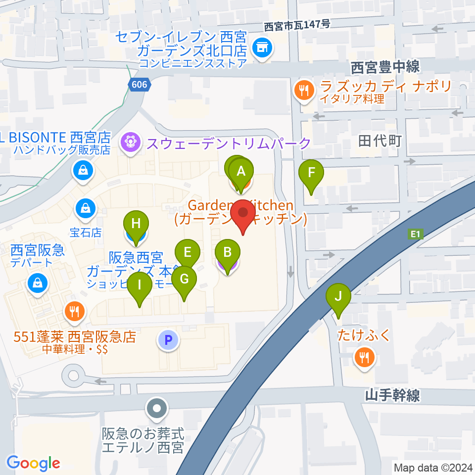 TOHOシネマズ西宮OS周辺のカフェ一覧地図