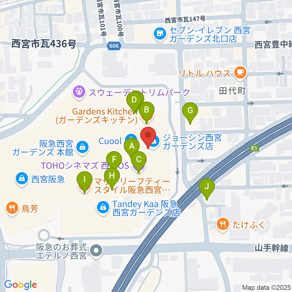 TOHOシネマズ西宮OS周辺のカフェ一覧地図