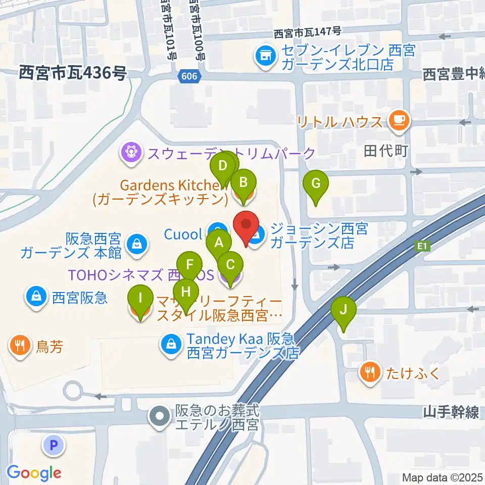 TOHOシネマズ西宮OS周辺のカフェ一覧地図