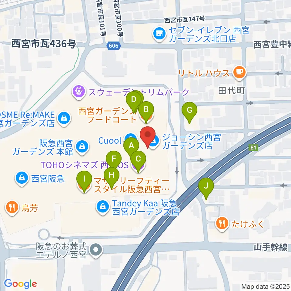 TOHOシネマズ西宮OS周辺のカフェ一覧地図