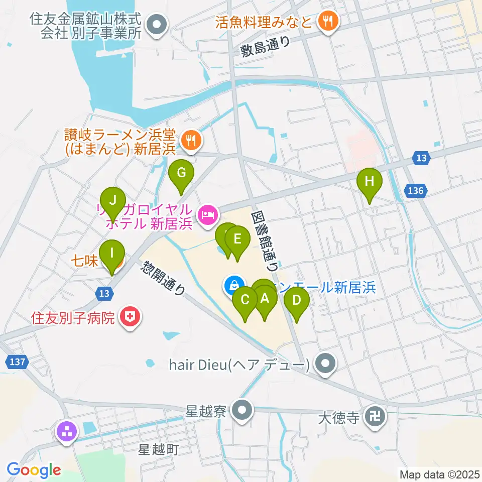 TOHOシネマズ新居浜周辺のカフェ一覧地図