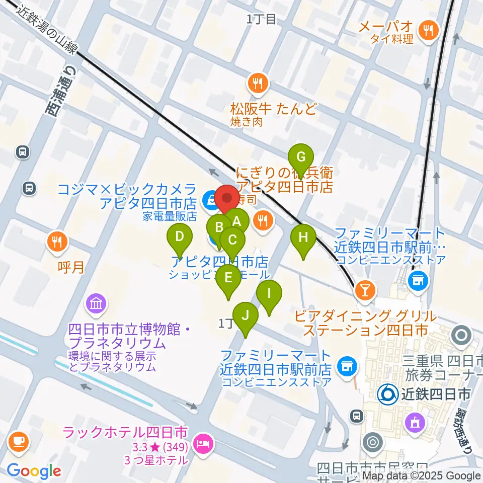 109シネマズ四日市周辺のカフェ一覧地図