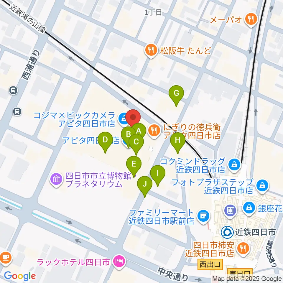109シネマズ四日市周辺のカフェ一覧地図