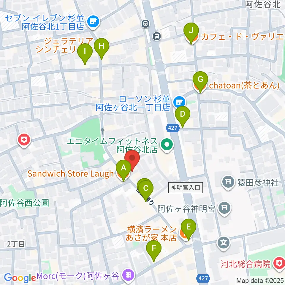 オントエンリズムストア周辺のカフェ一覧地図