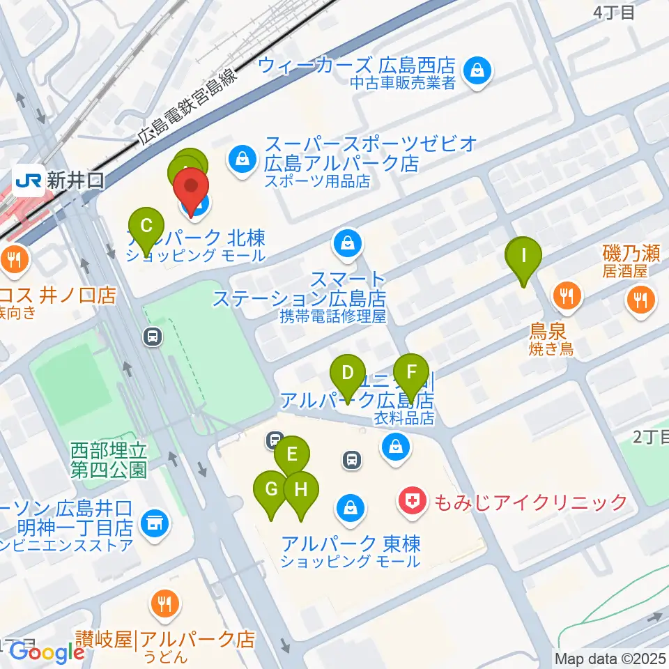 109シネマズ広島周辺のカフェ一覧地図