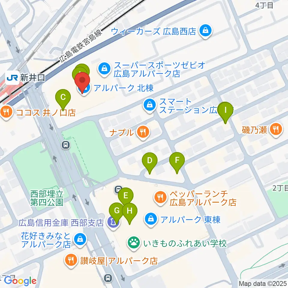 109シネマズ広島周辺のカフェ一覧地図