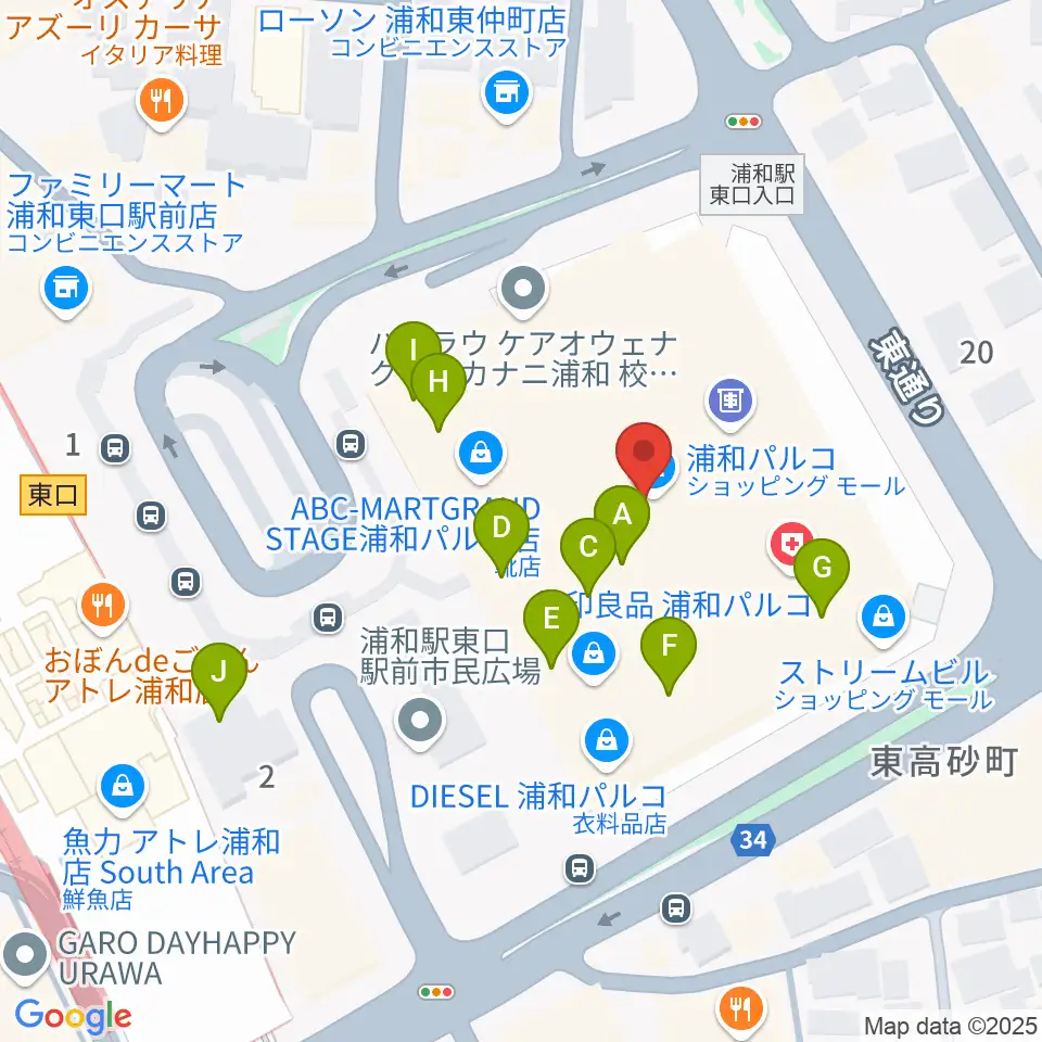 ユナイテッド・シネマ浦和周辺のカフェ一覧地図