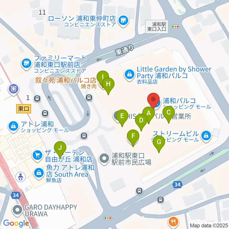 ユナイテッド・シネマ浦和周辺のカフェ一覧地図
