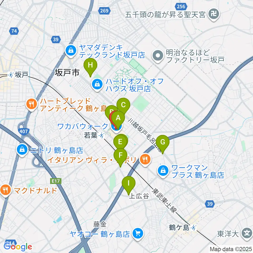 ユナイテッド・シネマわかば周辺のカフェ一覧地図