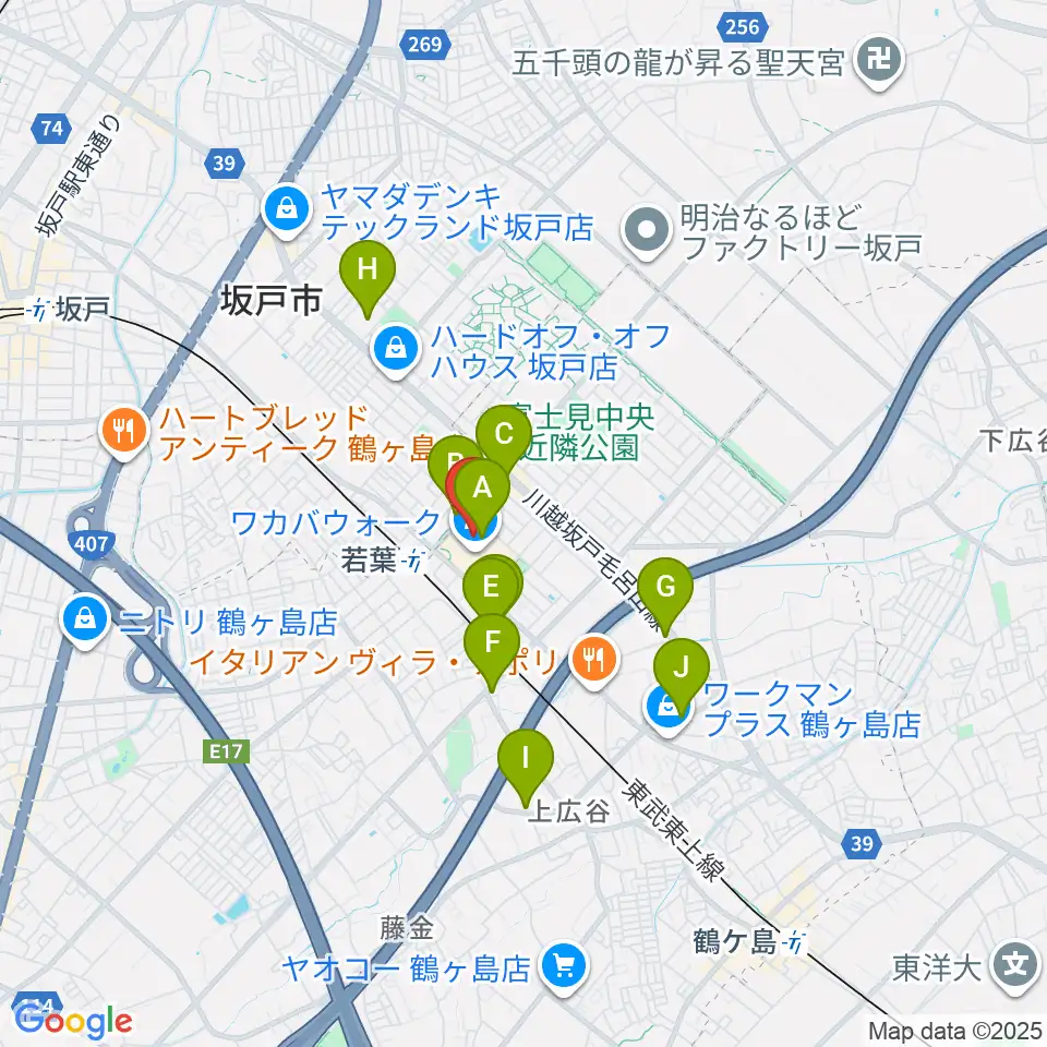 ユナイテッド・シネマわかば周辺のカフェ一覧地図