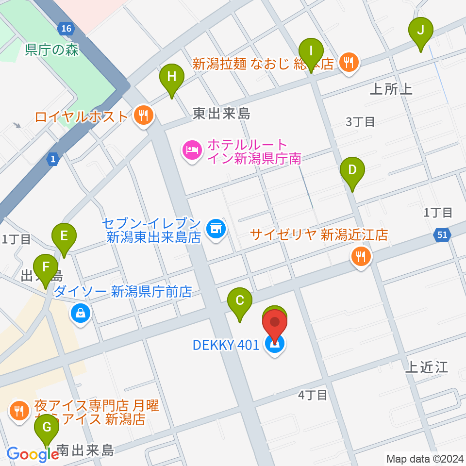 ユナイテッド・シネマ新潟周辺のカフェ一覧地図