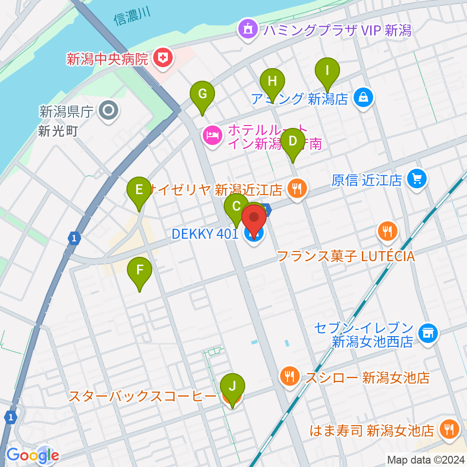 ユナイテッド・シネマ新潟周辺のカフェ一覧地図