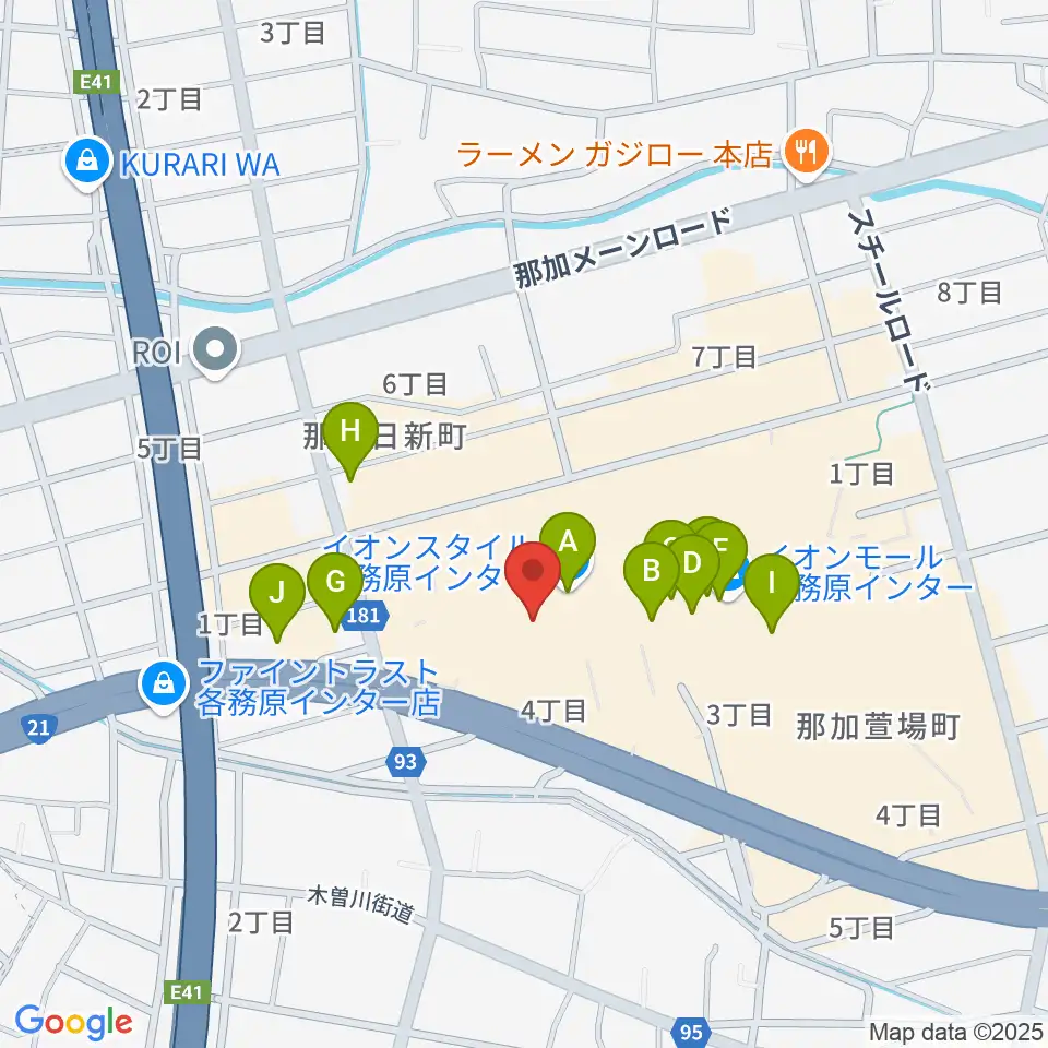 イオンシネマ各務原周辺のカフェ一覧地図