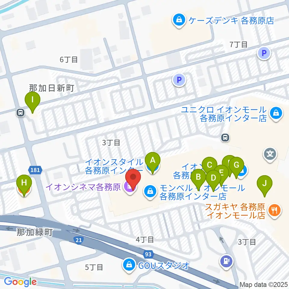イオンシネマ各務原周辺のカフェ一覧地図