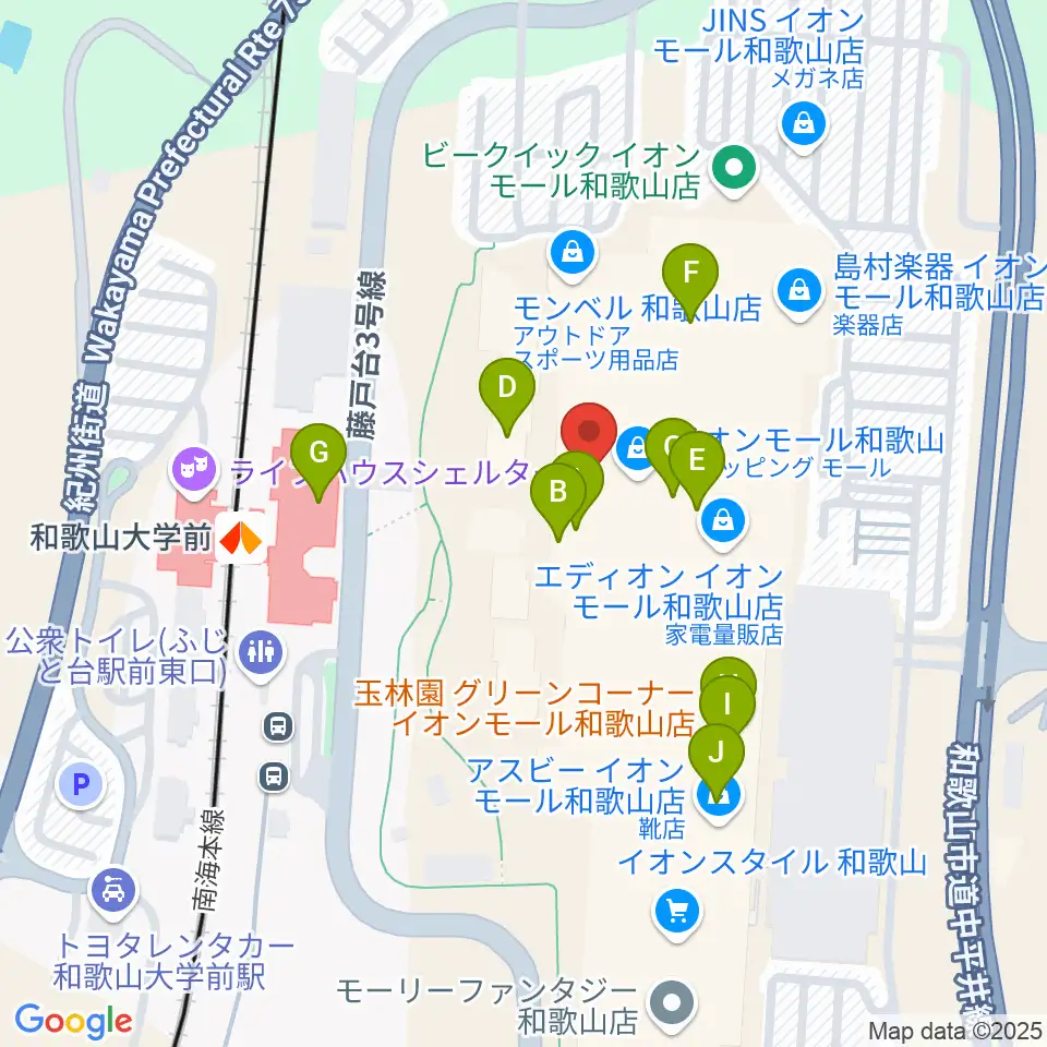 イオンシネマ和歌山周辺のカフェ一覧地図
