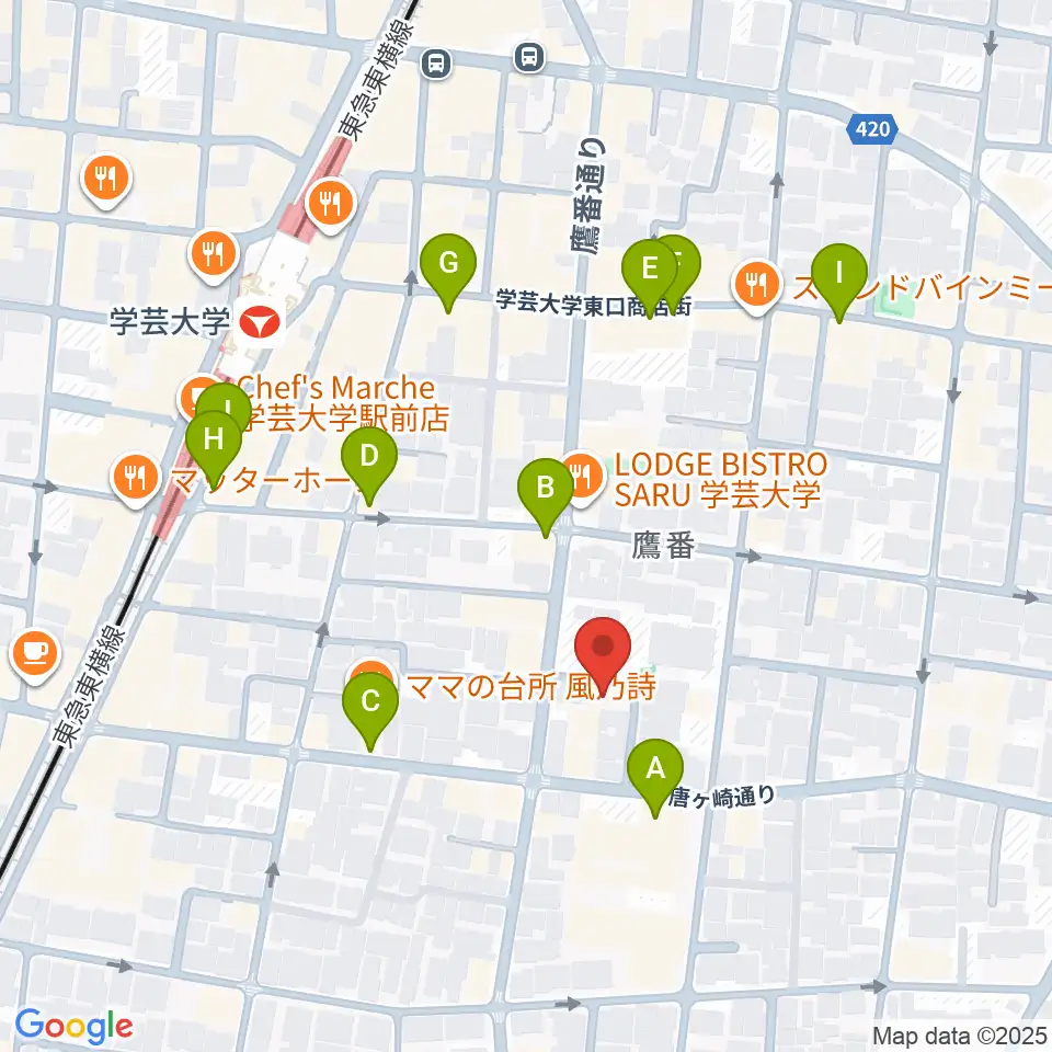 フォレストミュージック周辺のカフェ一覧地図