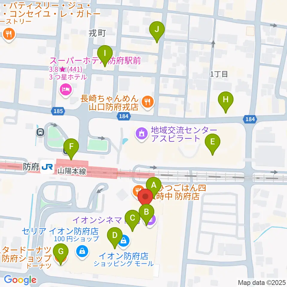 イオンシネマ防府周辺のカフェ一覧地図