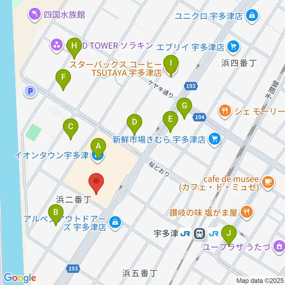 イオンシネマ宇多津周辺のカフェ一覧地図