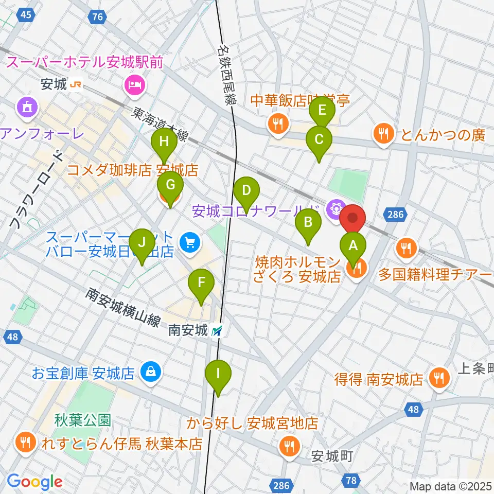 シネマワールド安城周辺のカフェ一覧地図