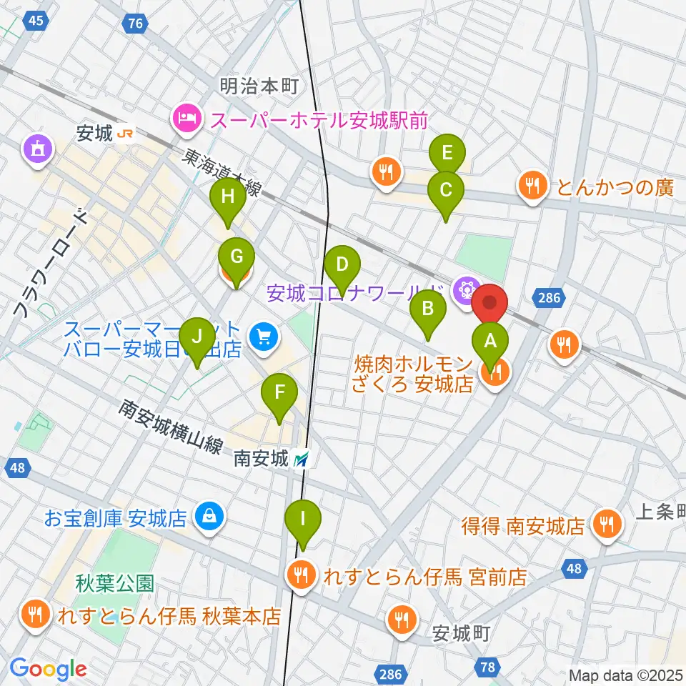 シネマワールド安城周辺のカフェ一覧地図