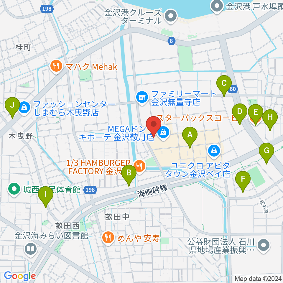 シネマワールド金沢周辺のカフェ一覧地図