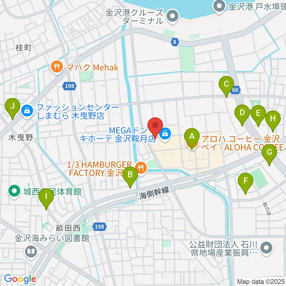 シネマワールド金沢周辺のカフェ一覧地図