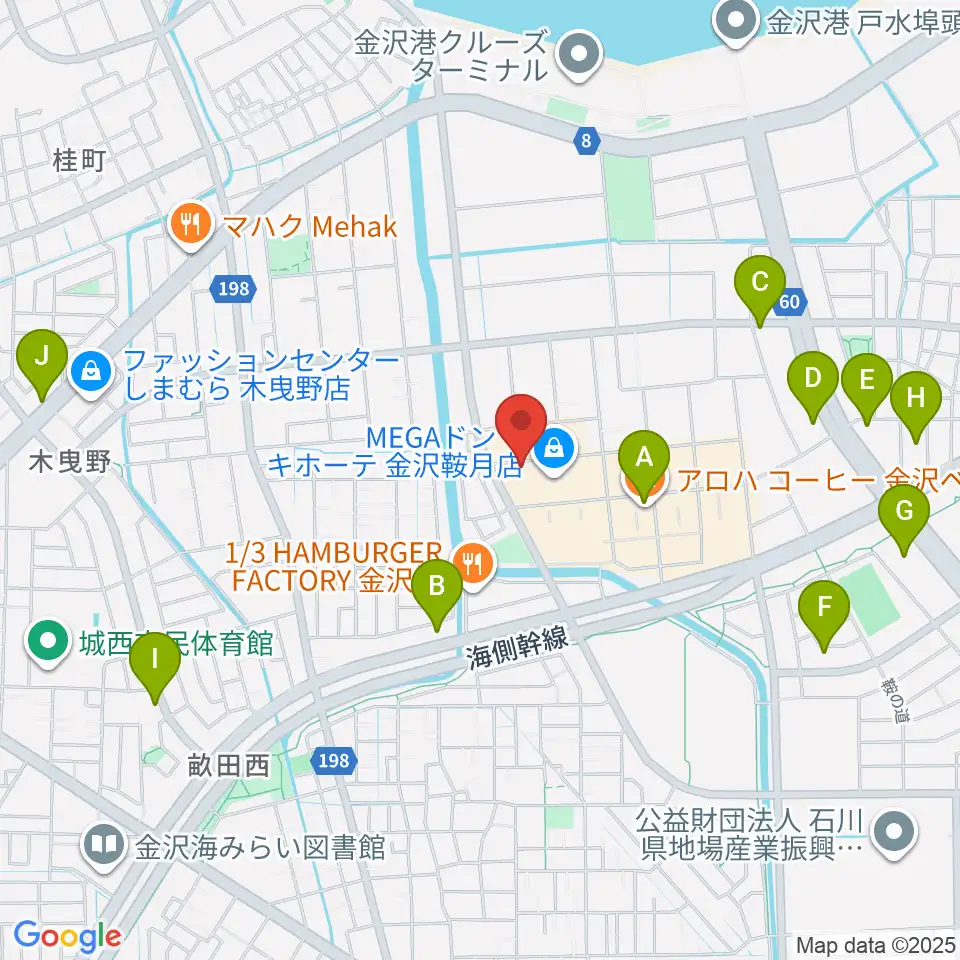 シネマワールド金沢周辺のカフェ一覧地図