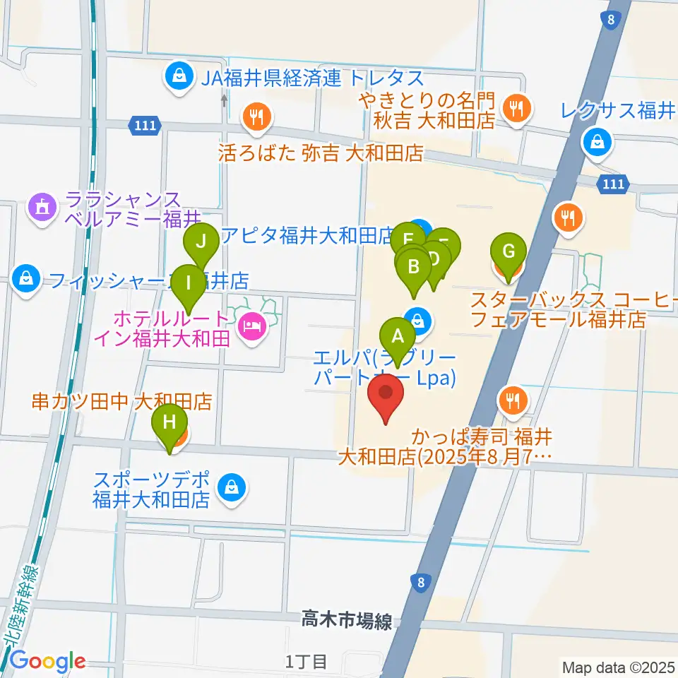シネマワールド福井周辺のカフェ一覧地図