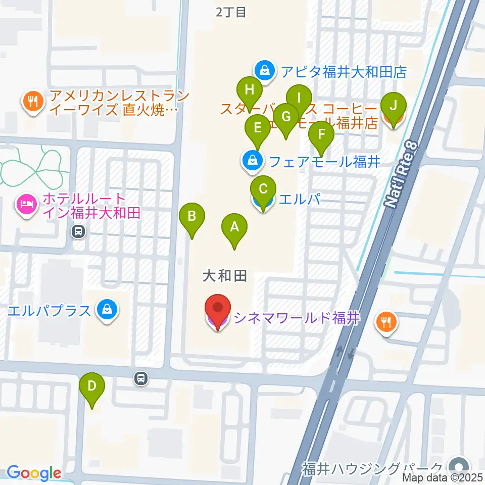 シネマワールド福井周辺のカフェ一覧地図